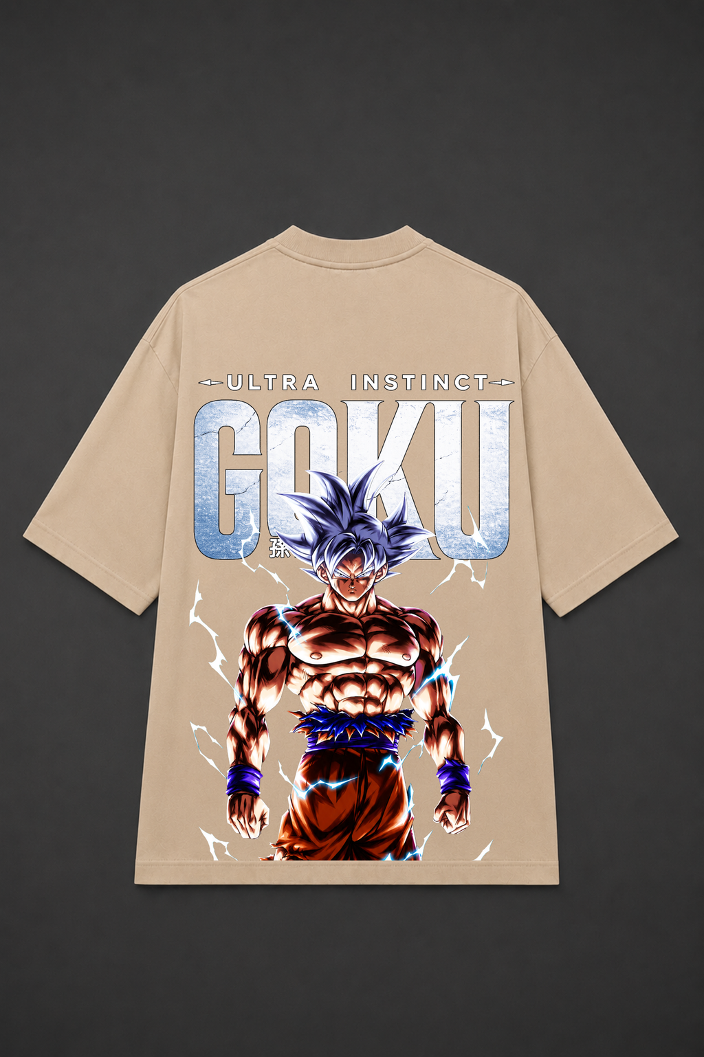 Ultra Instinct Goku Oversized Anime T-Shirt - Beige