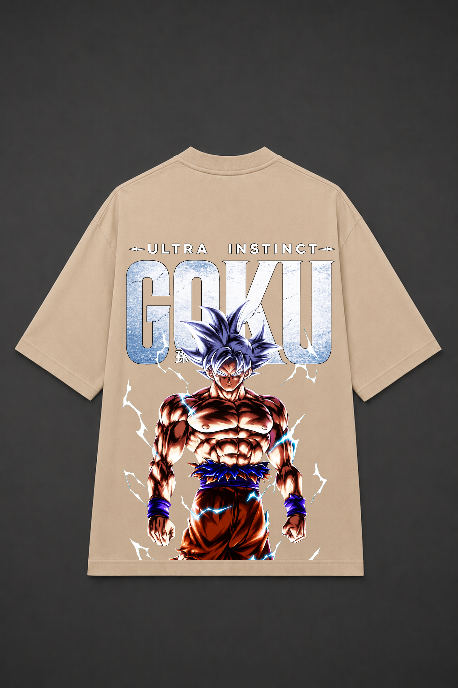 Ultra Instinct Goku Oversized Anime T-Shirt - Beige