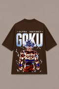 Ultra Instinct Goku Oversized Anime T-Shirt - Coffee Brown
