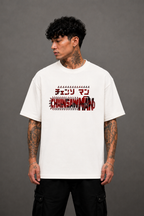 Denji Oversized Anime T-Shirt - White