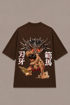Baki Hanma Oversized Anime T-Shirt - Coffee Brown
