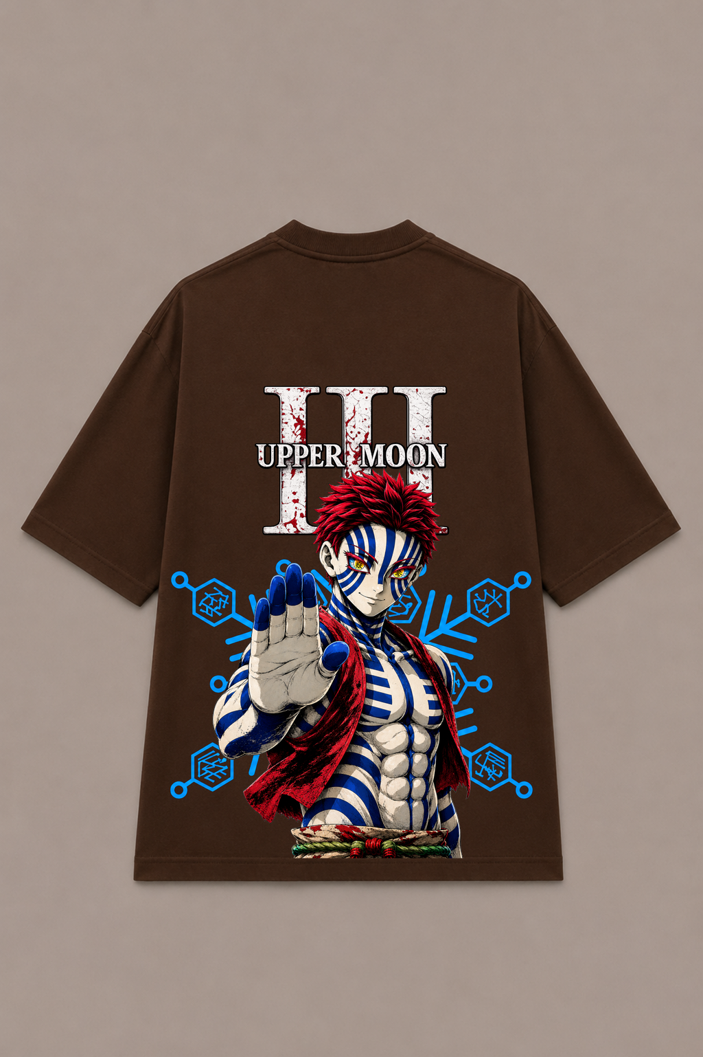 Akaza Anime Oversized T-Shirt - Coffee Brown