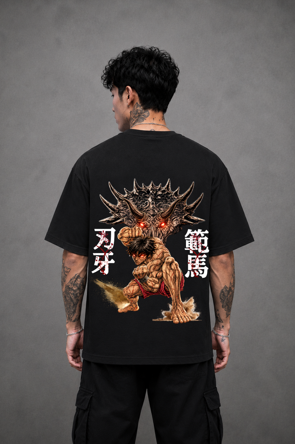 Baki Hanma Oversized Anime T-Shirt - Black