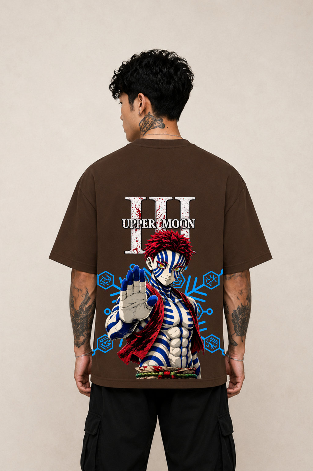Akaza Anime Oversized T-Shirt - Coffee Brown