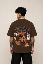 Baki Hanma Oversized Anime T-Shirt - Coffee Brown