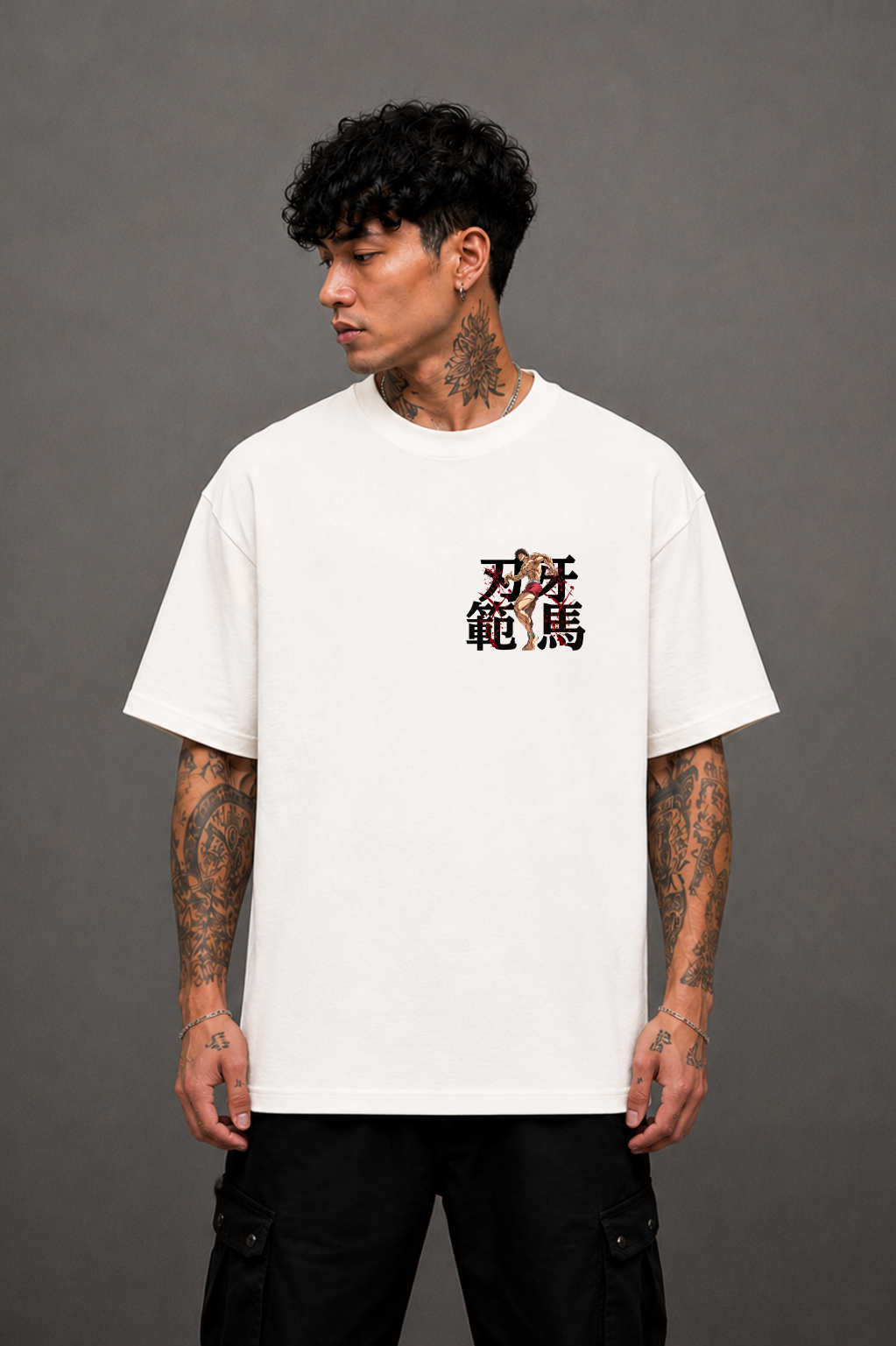 Baki Hanma Oversized Anime T-Shirt - White