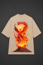 Phoenix Graphic Oversized T-Shirt - Beige