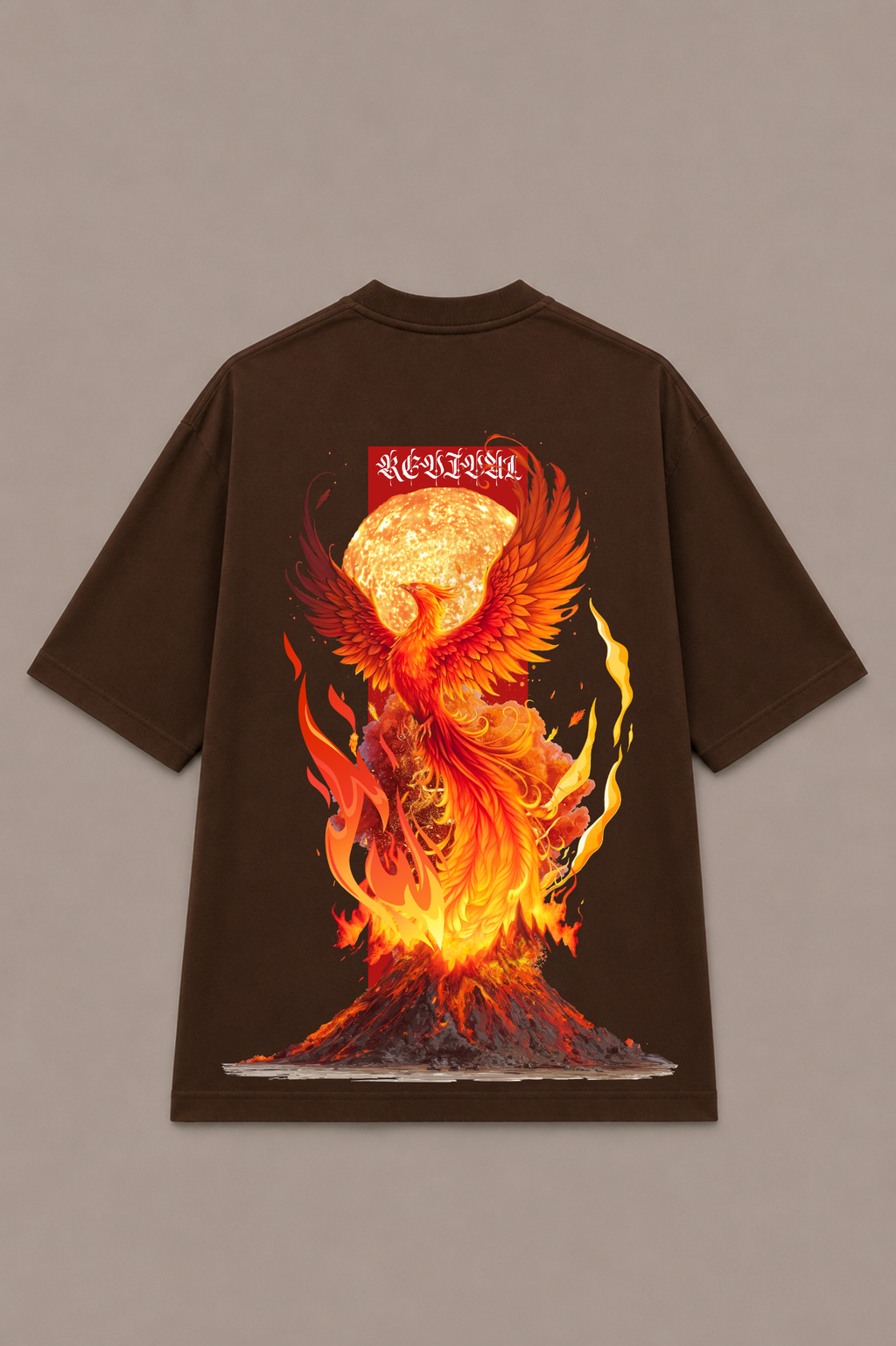 Phoenix Graphic Oversized T-Shirt - Coffee Brown