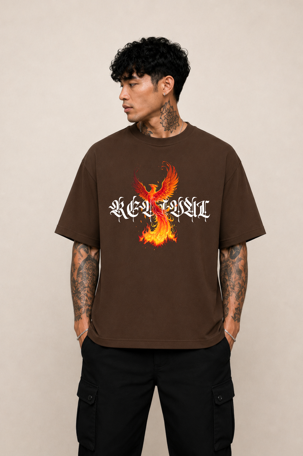 Phoenix Graphic Oversized T-Shirt - Coffee Brown