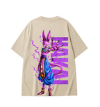 Beerus Oversized Anime T-Shirt - Beige