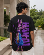 Beerus Oversized Anime T-Shirt - Black
