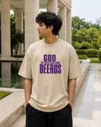 Beerus Oversized Anime T-Shirt - Beige