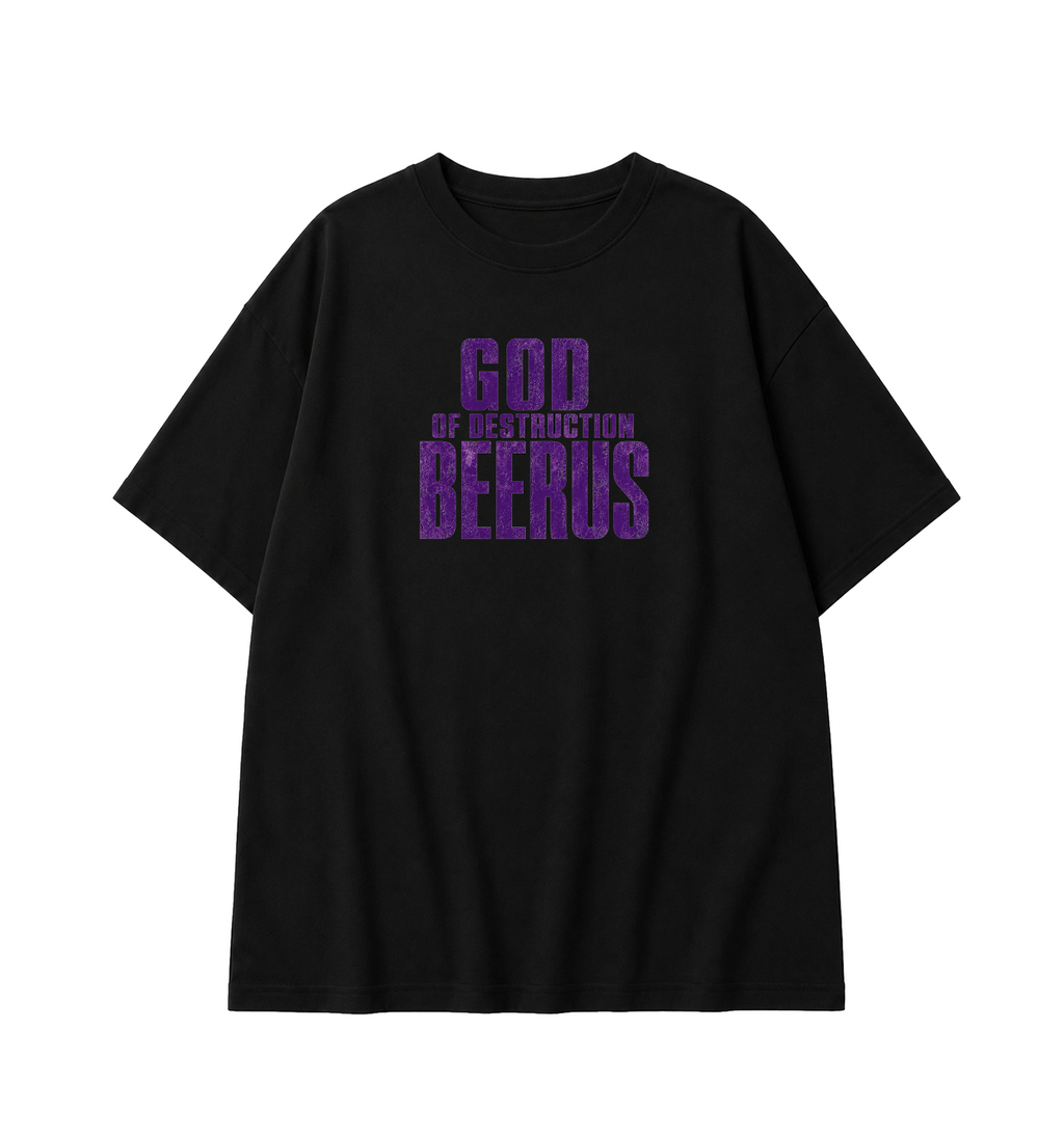 Beerus Oversized Anime T-Shirt - Black