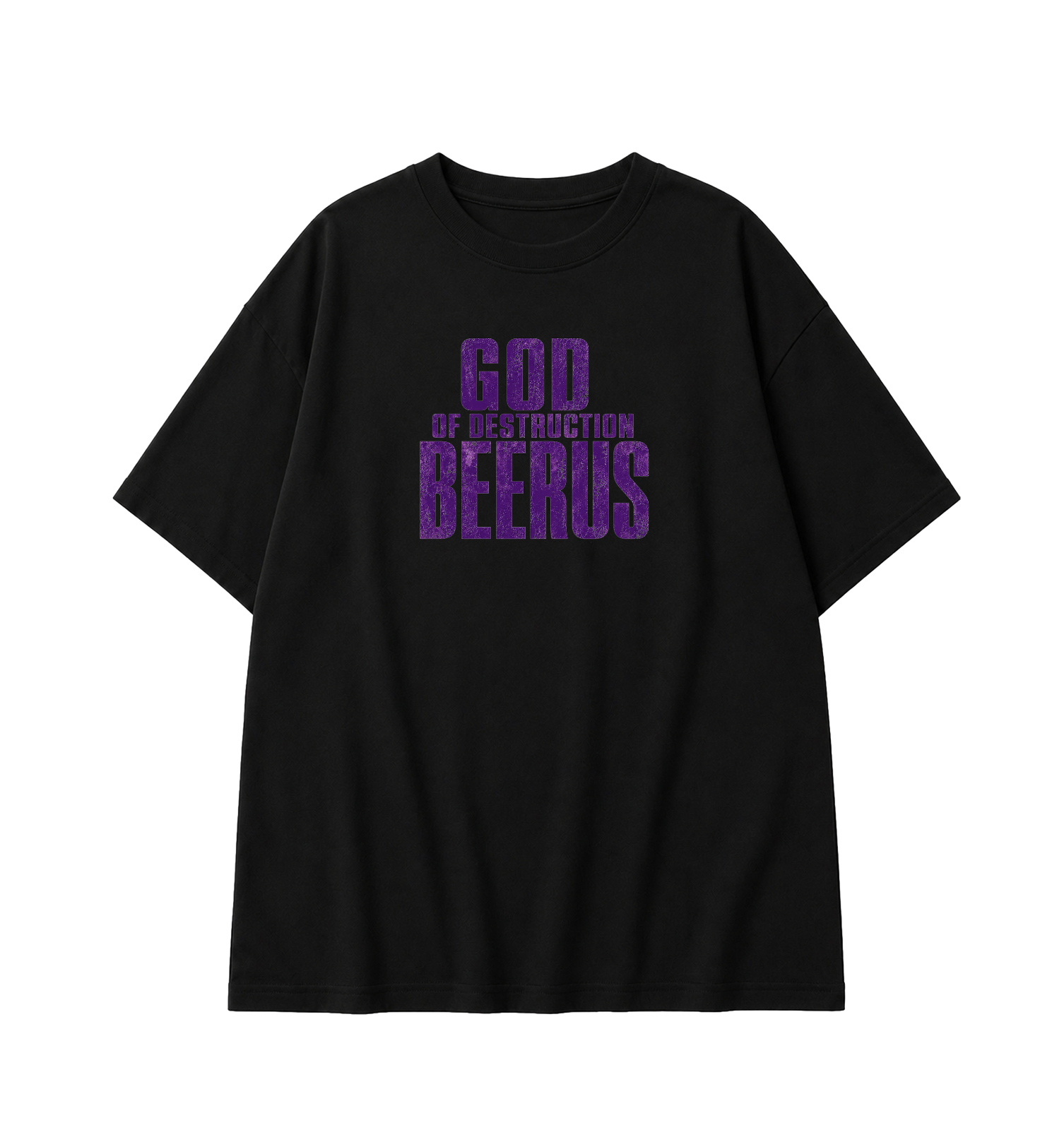 Beerus Oversized Anime T-Shirt - Black