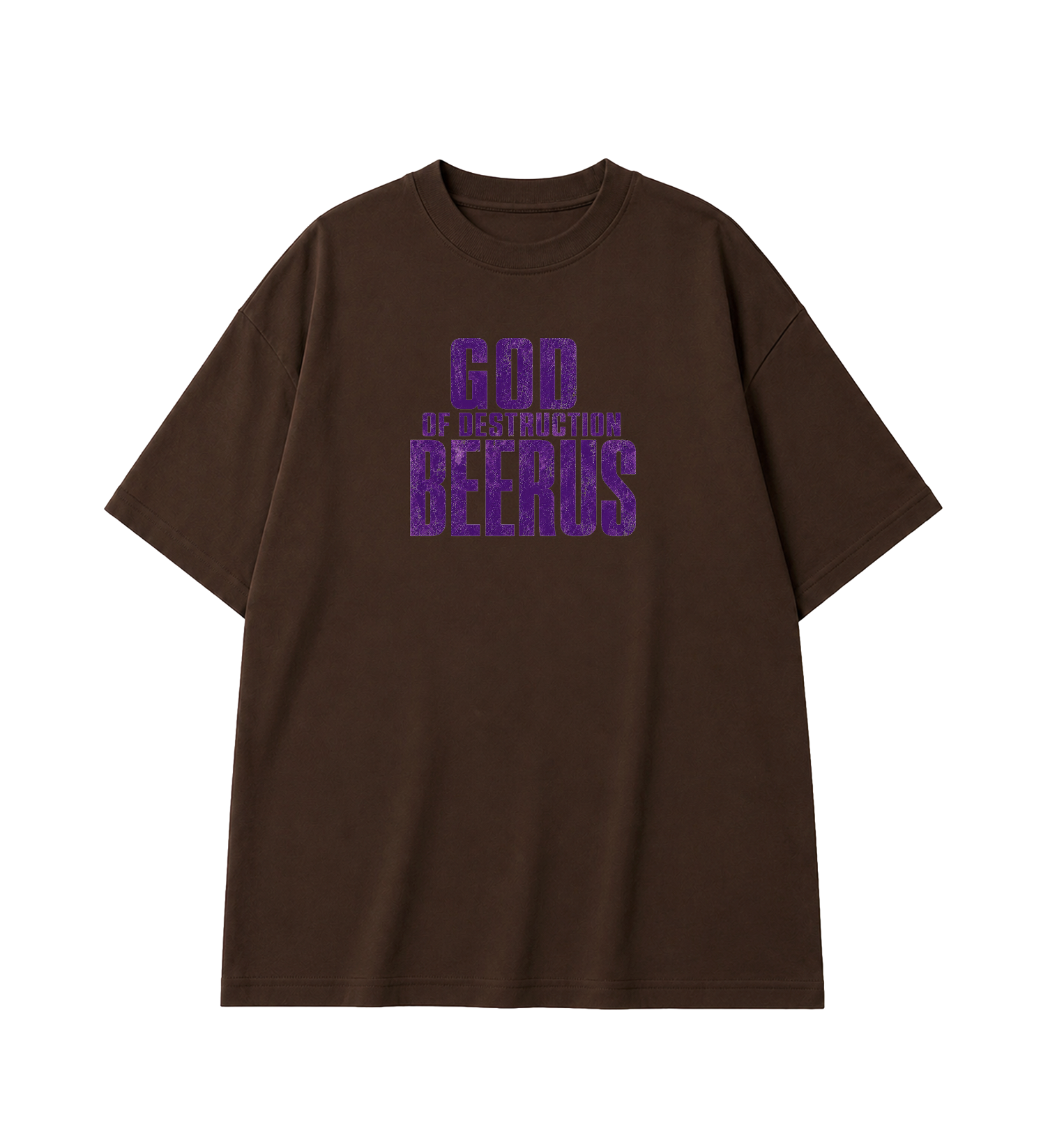 Beerus Oversized Anime T-Shirt - Coffee Brown