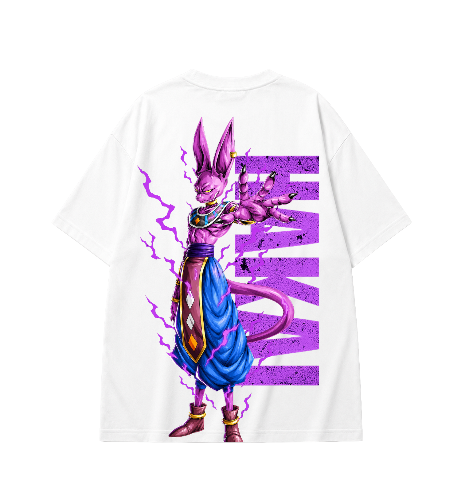 Beerus Oversized Anime T-Shirt - White