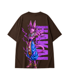 Beerus Oversized Anime T-Shirt - Coffee Brown