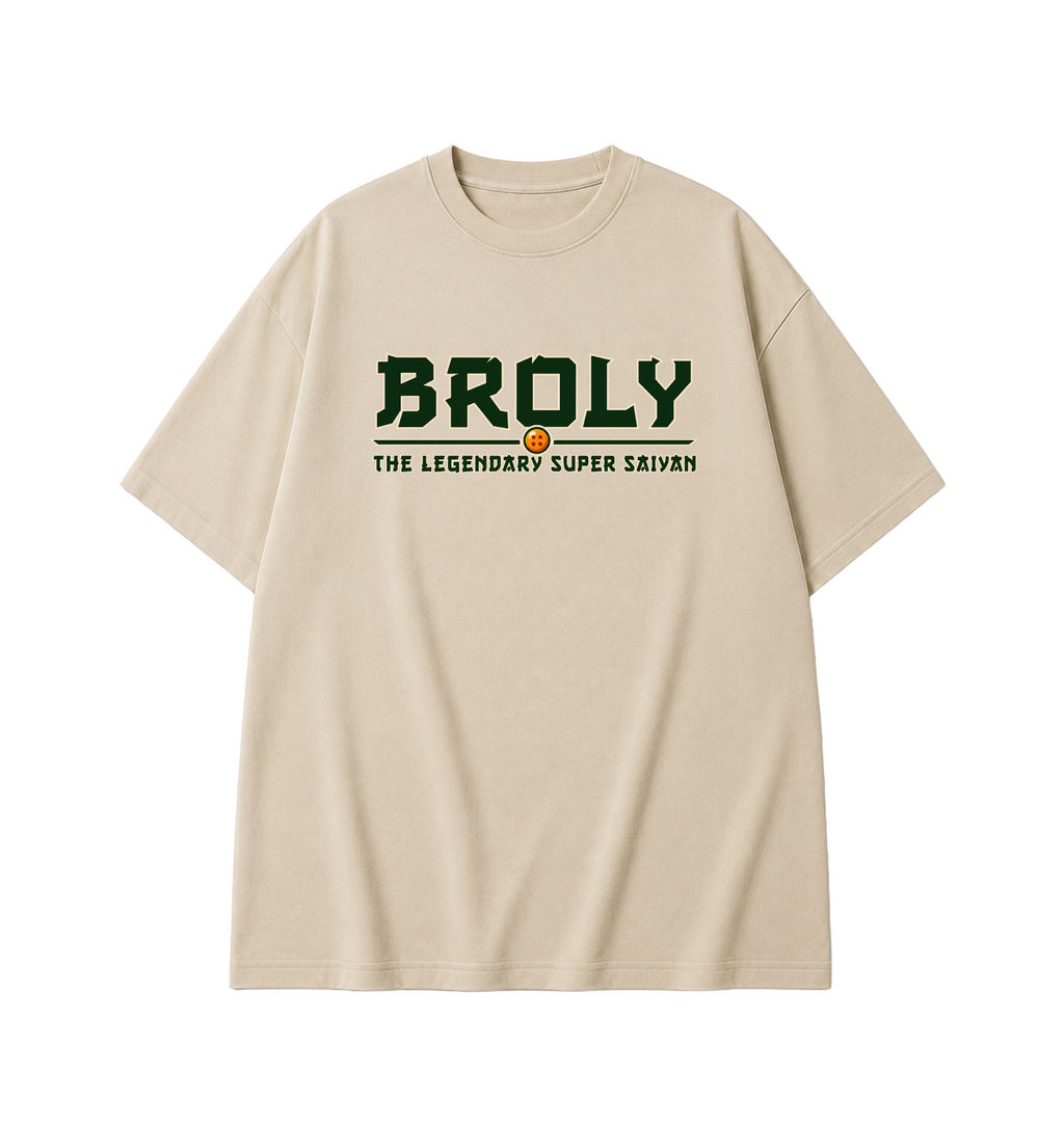 Broly Oversized Anime T-Shirt - Beige