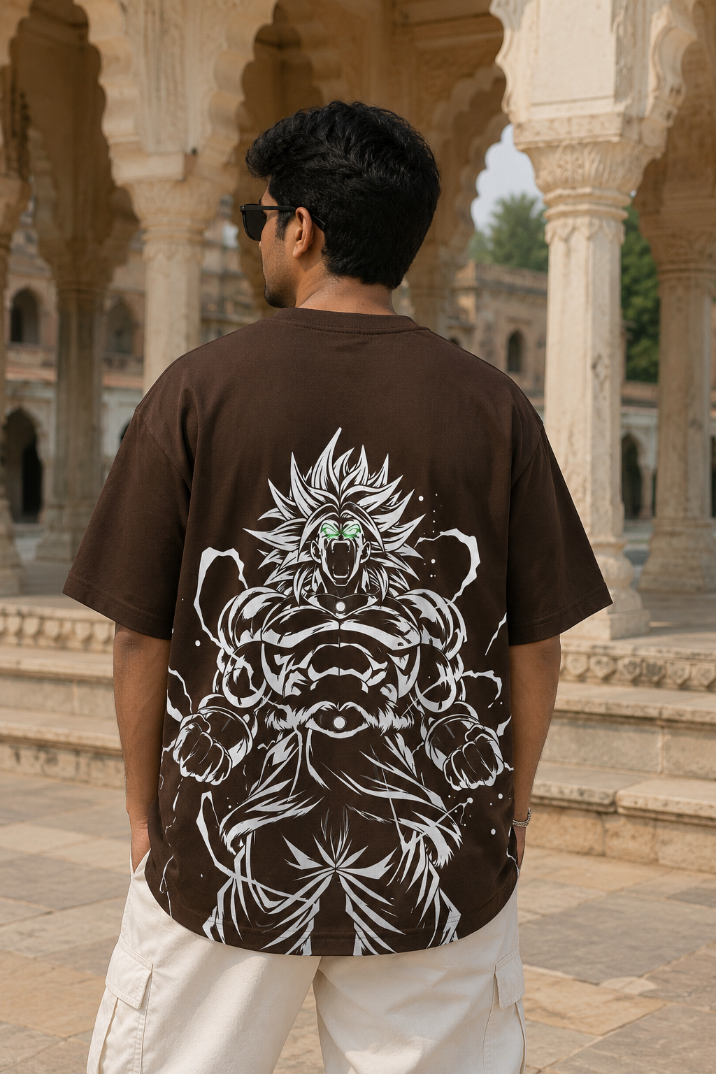 Broly Oversized Anime T-Shirt - Coffee Brown