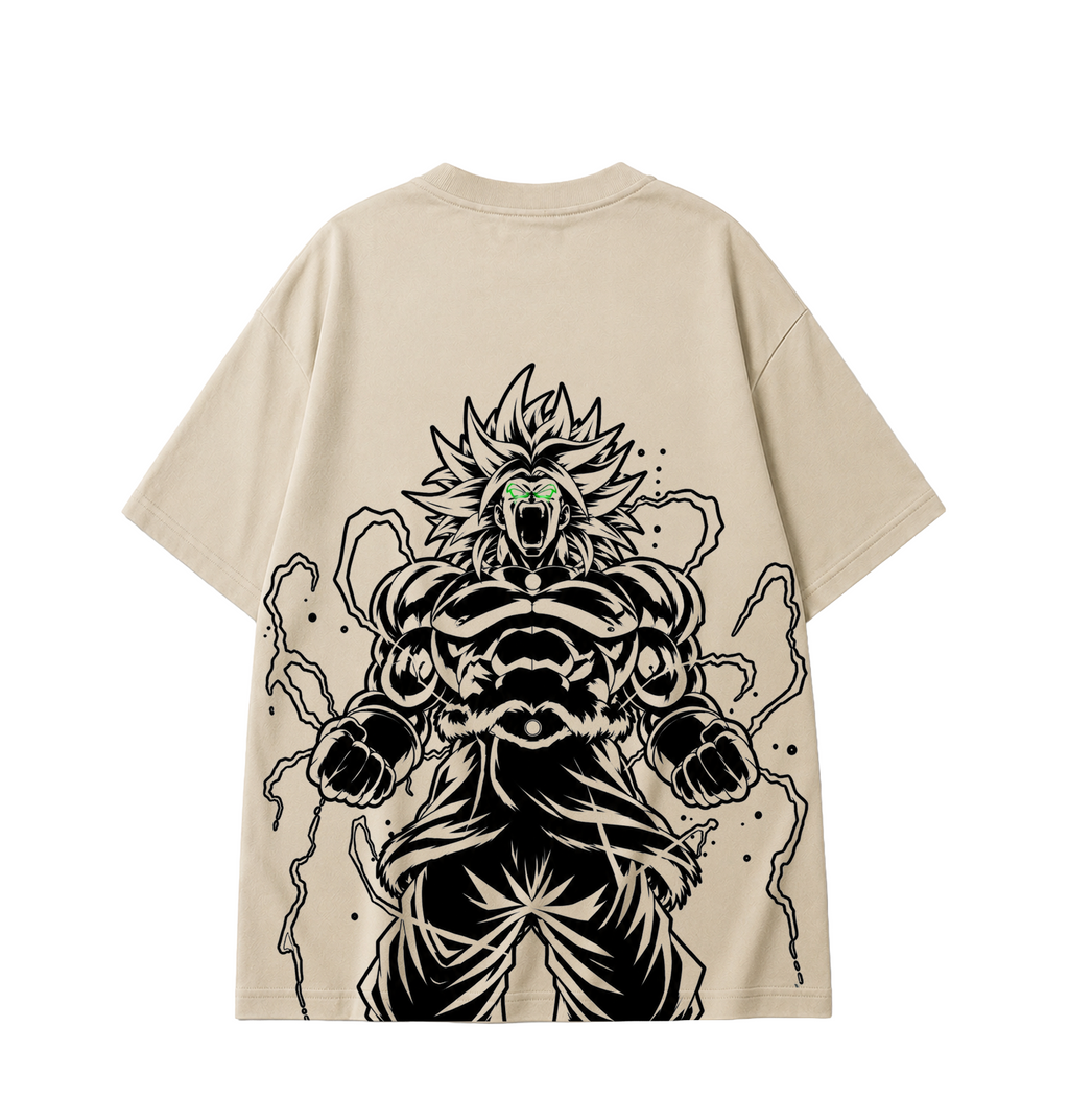 Broly Oversized Anime T-Shirt - Beige