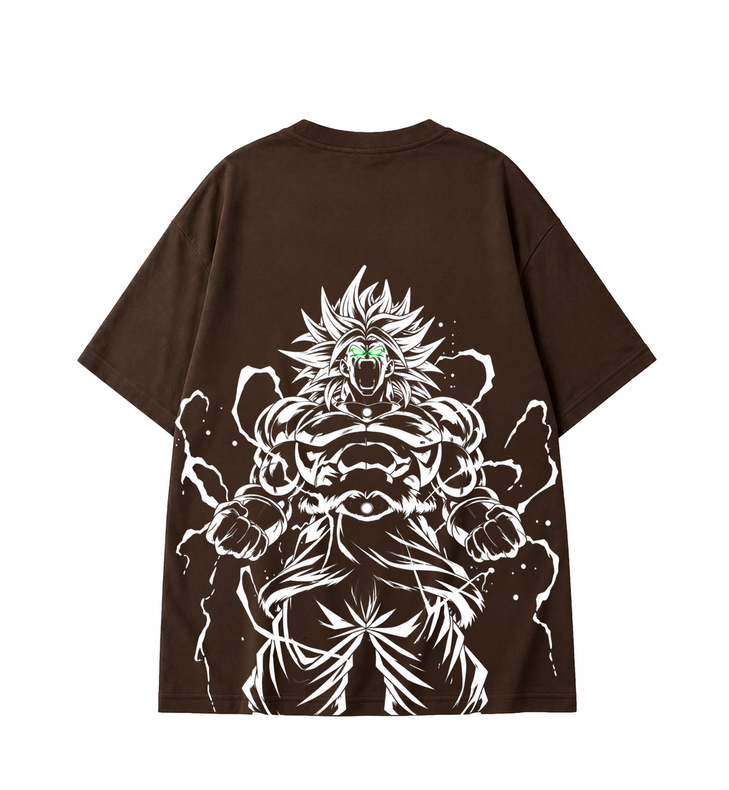 Broly Oversized Anime T-Shirt - Coffee Brown