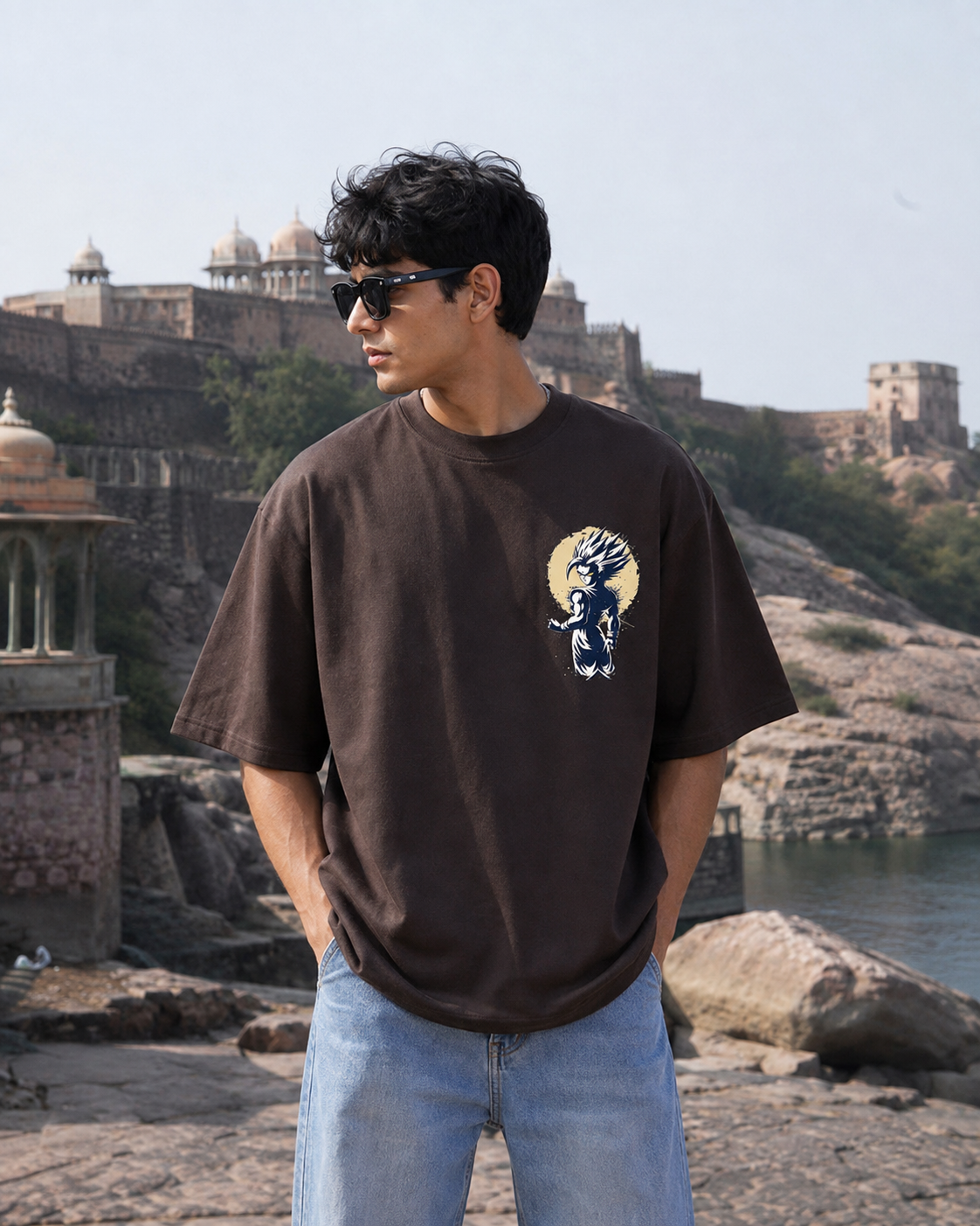 Gohan SSJ2 Oversized Anime T-Shirt - Coffee Brown