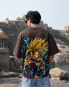 Gohan SSJ2 Oversized Anime T-Shirt - Coffee Brown