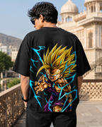Gohan SSJ2 Oversized Anime T-Shirt - Black