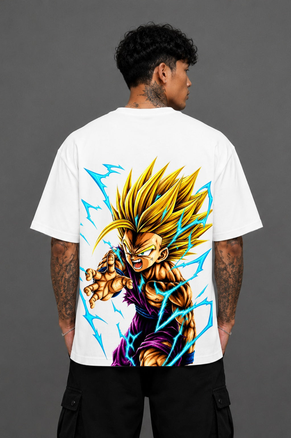 Gohan SSJ2 Oversized Anime T-Shirt - White