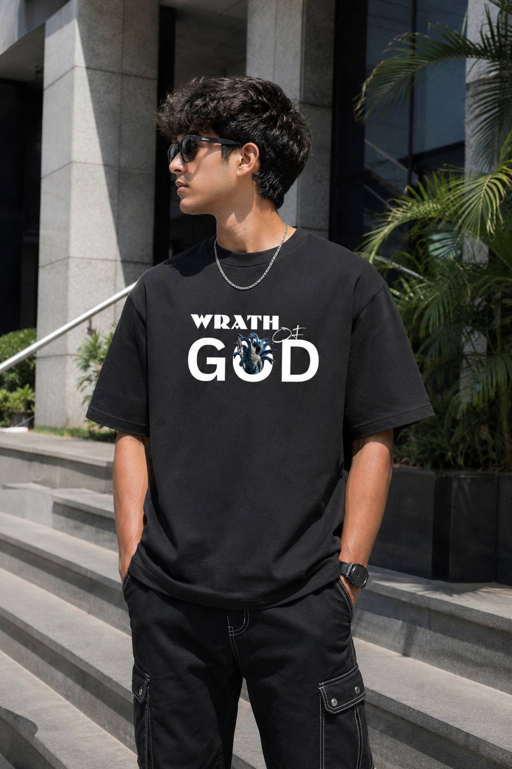 WOG Oversized Graphic T-Shirt – Wrath of God Edition - Black