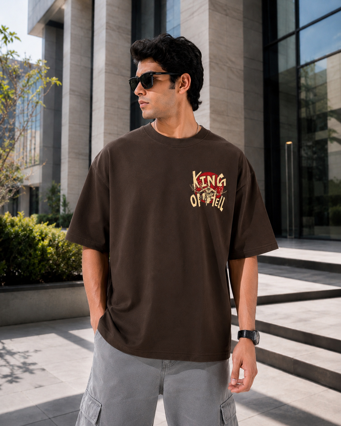 ZORO Oversized Anime T-Shirt - Coffee Brown