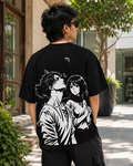 Eren x Mikasa Oversized Anime T-Shirt | Attack on Titan Graphic Tee - Black