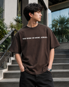 Eren x Mikasa Oversized Anime T-Shirt | Attack on Titan Graphic Tee - Coffee Brown