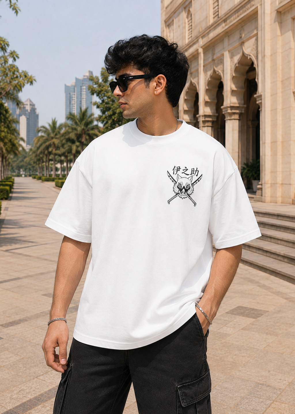 Inosuke Hashibira Oversized Anime T-Shirt - White