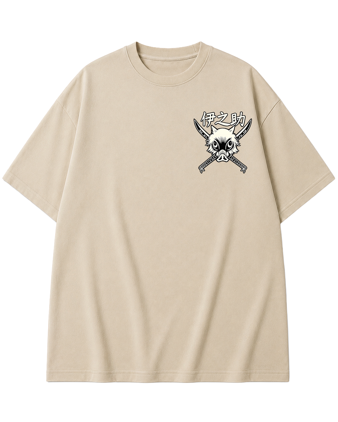 Inosuke Hashibira Oversized Anime T-Shirt - Beige