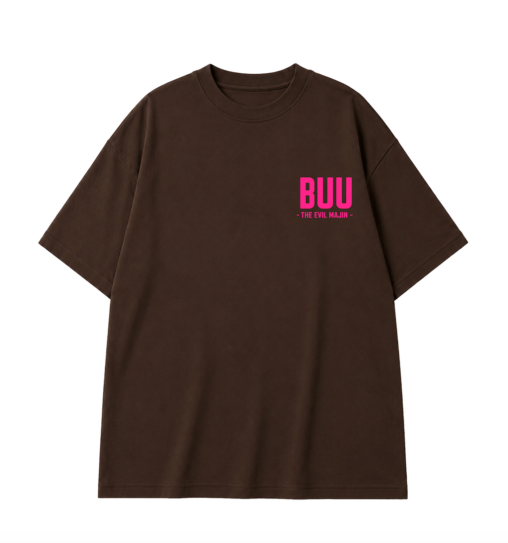 Kid Buu Oversized Anime T-Shirt - Coffee Brown