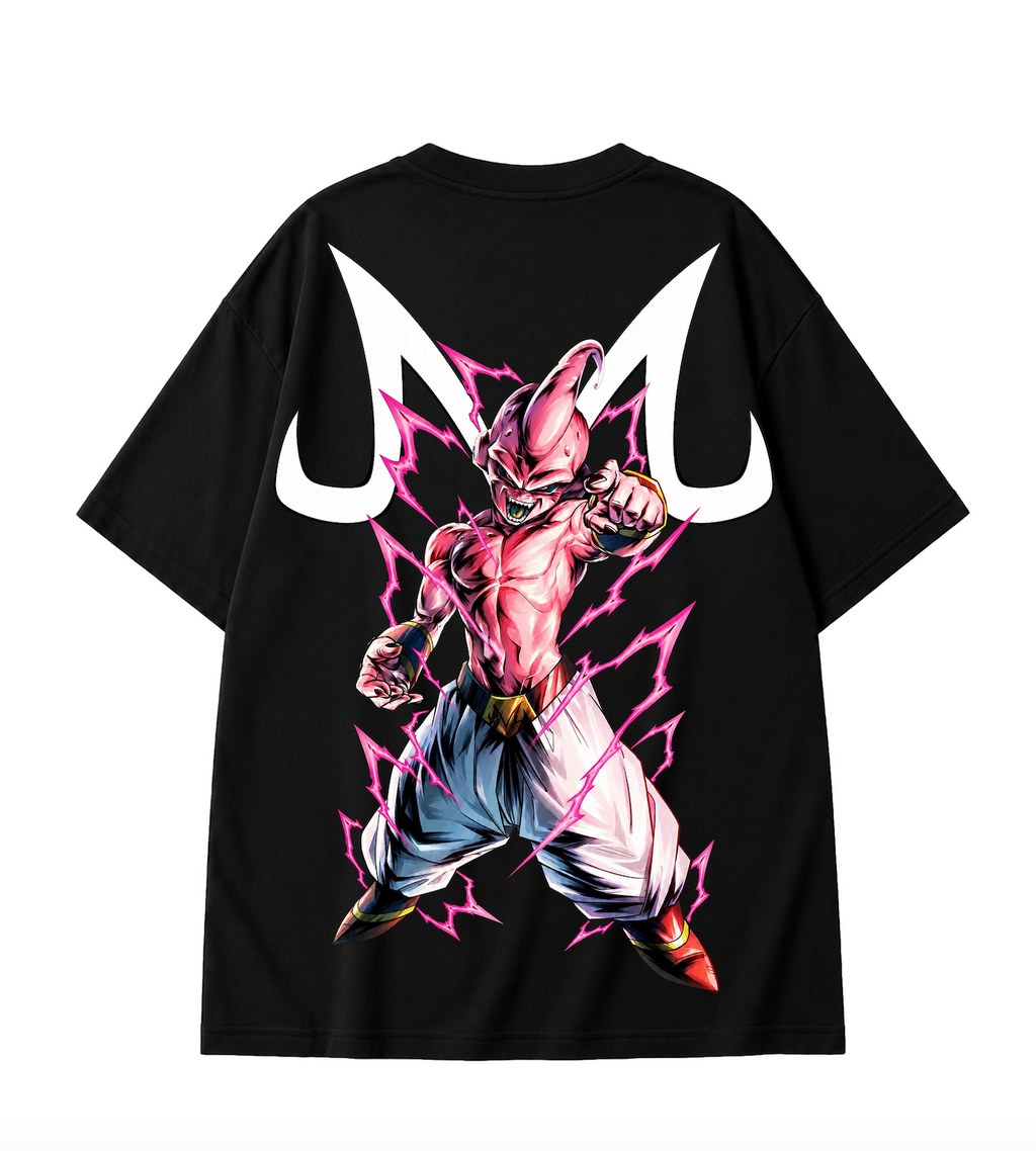 Kid Buu Oversized Anime T-Shirt - Black