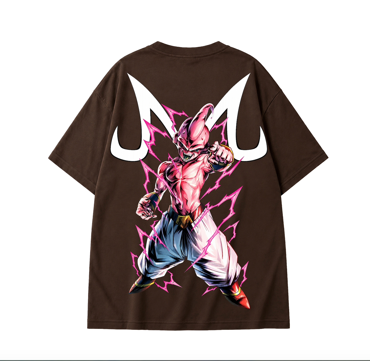 Kid Buu Oversized Anime T-Shirt - Coffee Brown