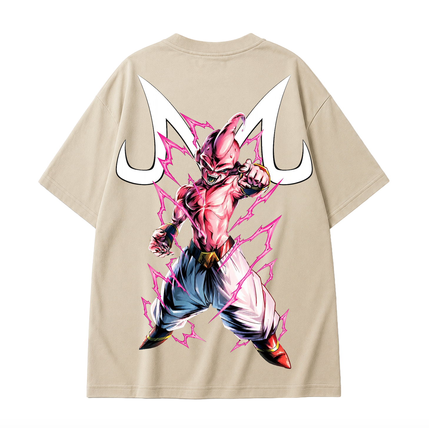 Kid Buu Oversized Anime T-Shirt - Beige