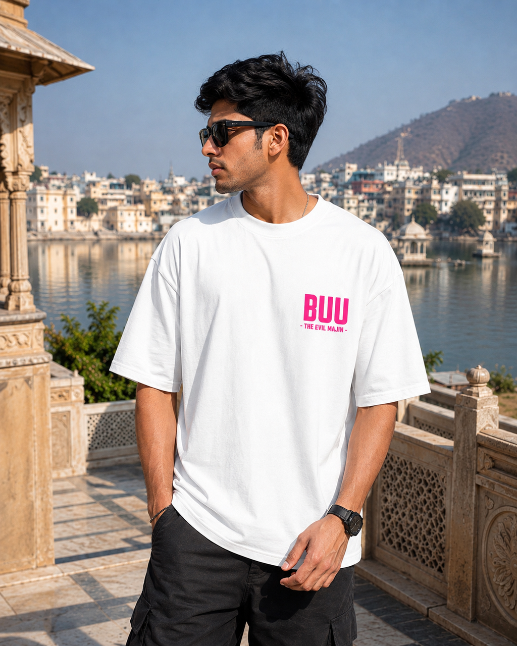 Kid Buu Oversized Anime T-Shirt - White