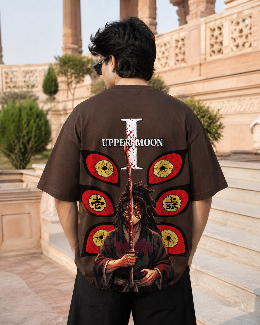 Kokushibo Oversized Anime T-Shirt - Coffee Brown
