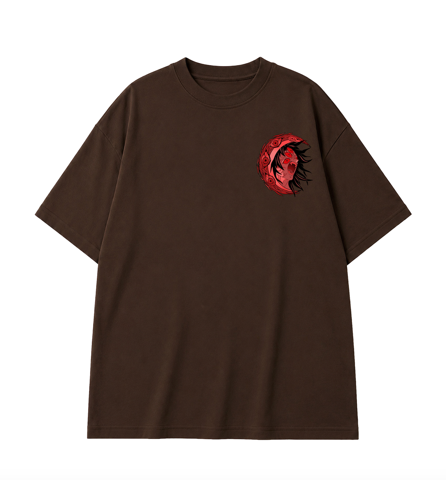Kokushibo Oversized Anime T-Shirt - Coffee Brown