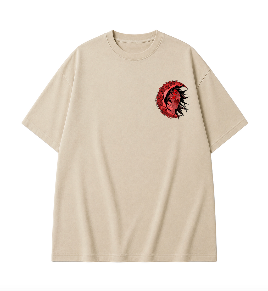 Kokushibo Oversized Anime T-Shirt - Beige