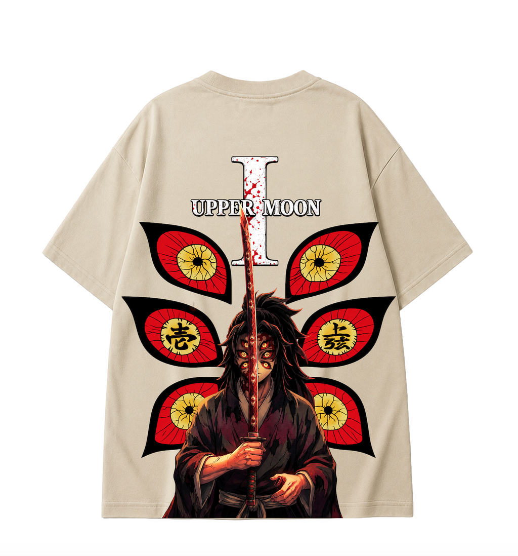 Kokushibo Oversized Anime T-Shirt - Beige