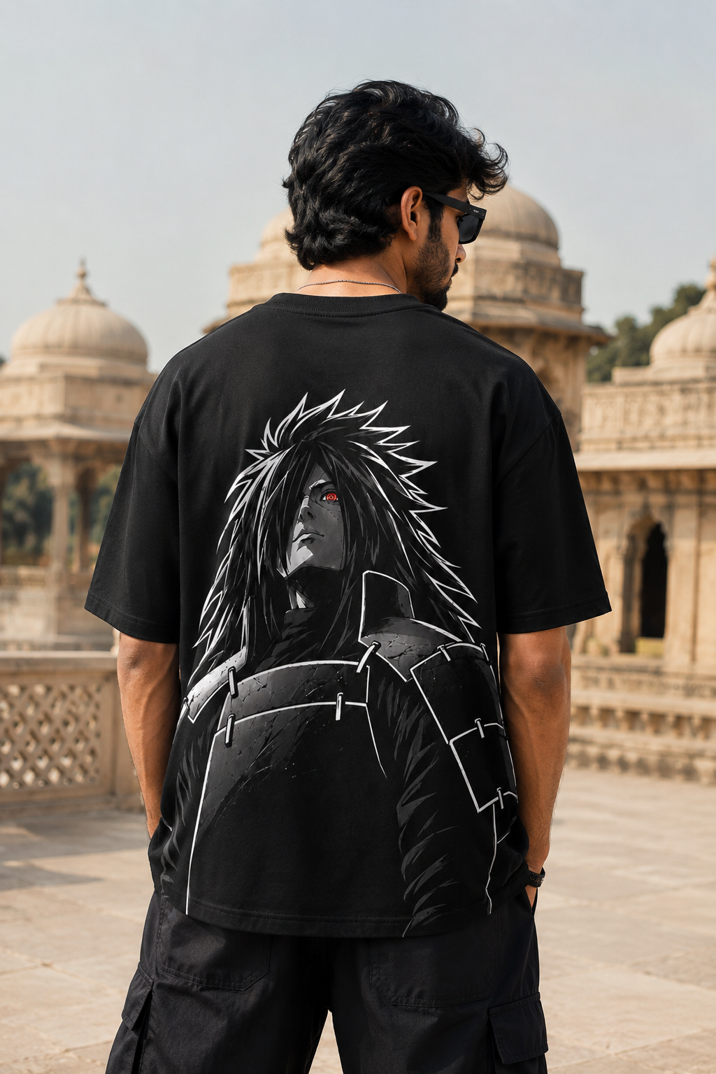 Madara Uchiha Oversized Anime T-Shirt - Black