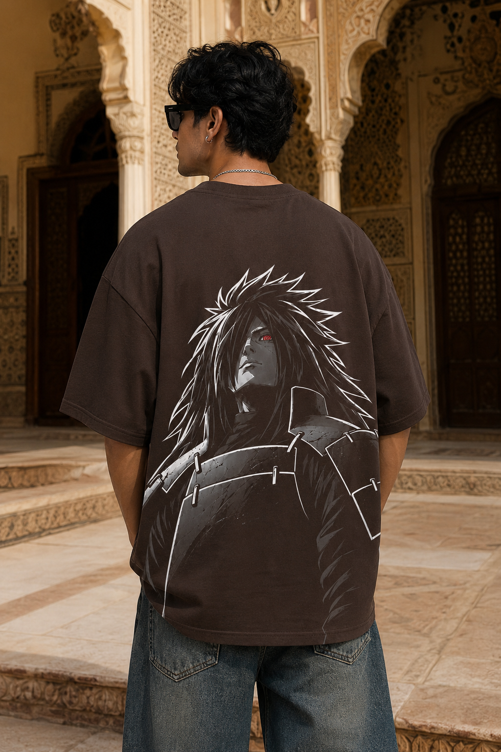 Madara Uchiha Oversized Anime T-Shirt - Coffee Brown