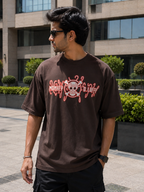 Monkey D. Luffy Gear 5 Oversized Anime T-Shirt - Coffee Brown