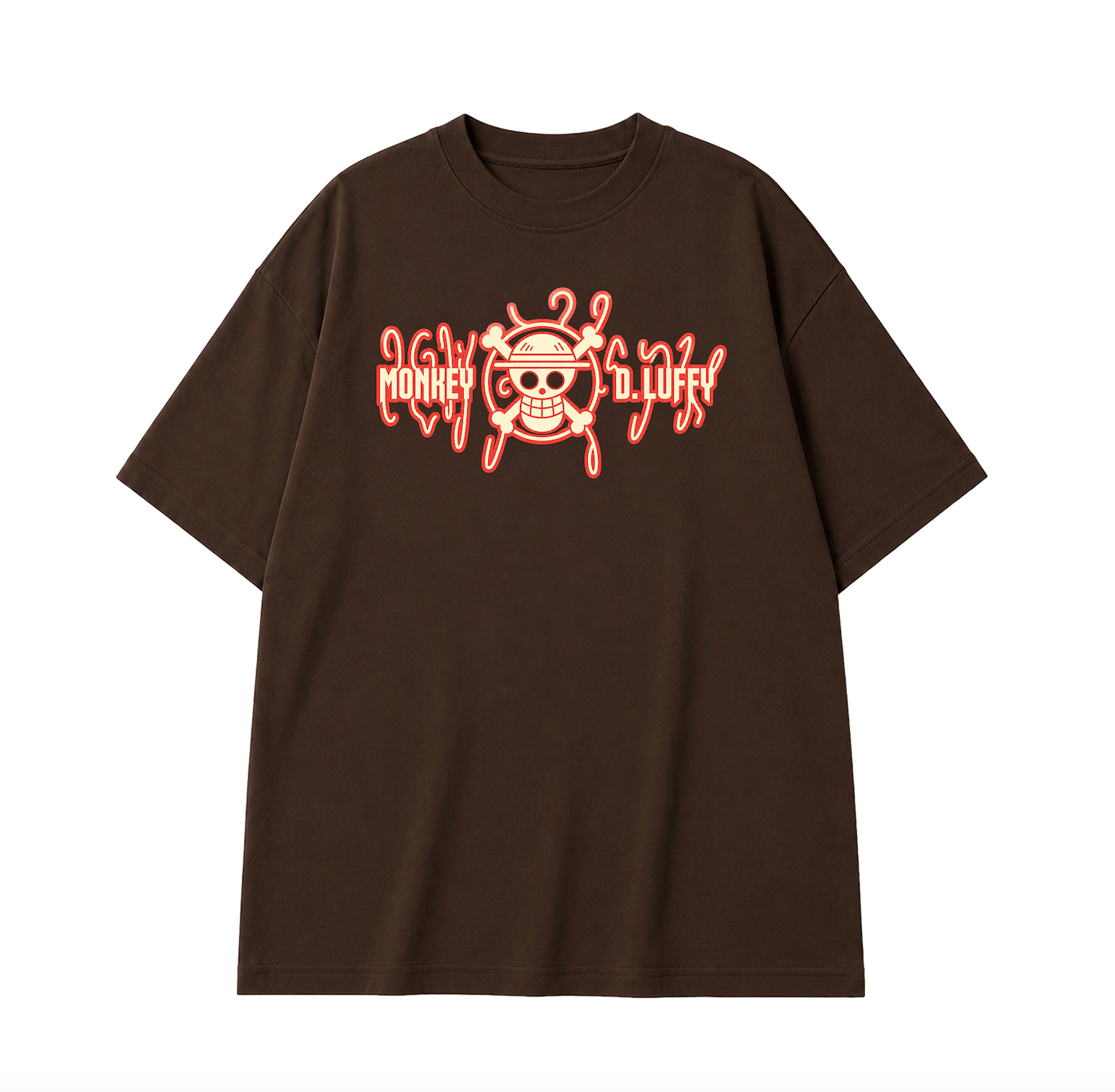 Monkey D. Luffy Gear 5 Oversized Anime T-Shirt - Coffee Brown