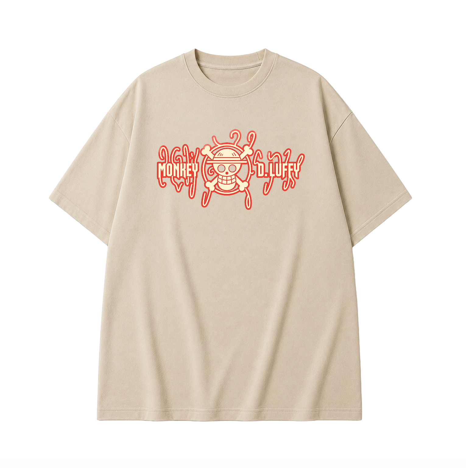 Monkey D. Luffy Gear 5 Oversized Anime T-Shirt- Beige