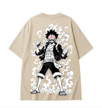 Monkey D. Luffy Gear 5 Oversized Anime T-Shirt- Beige